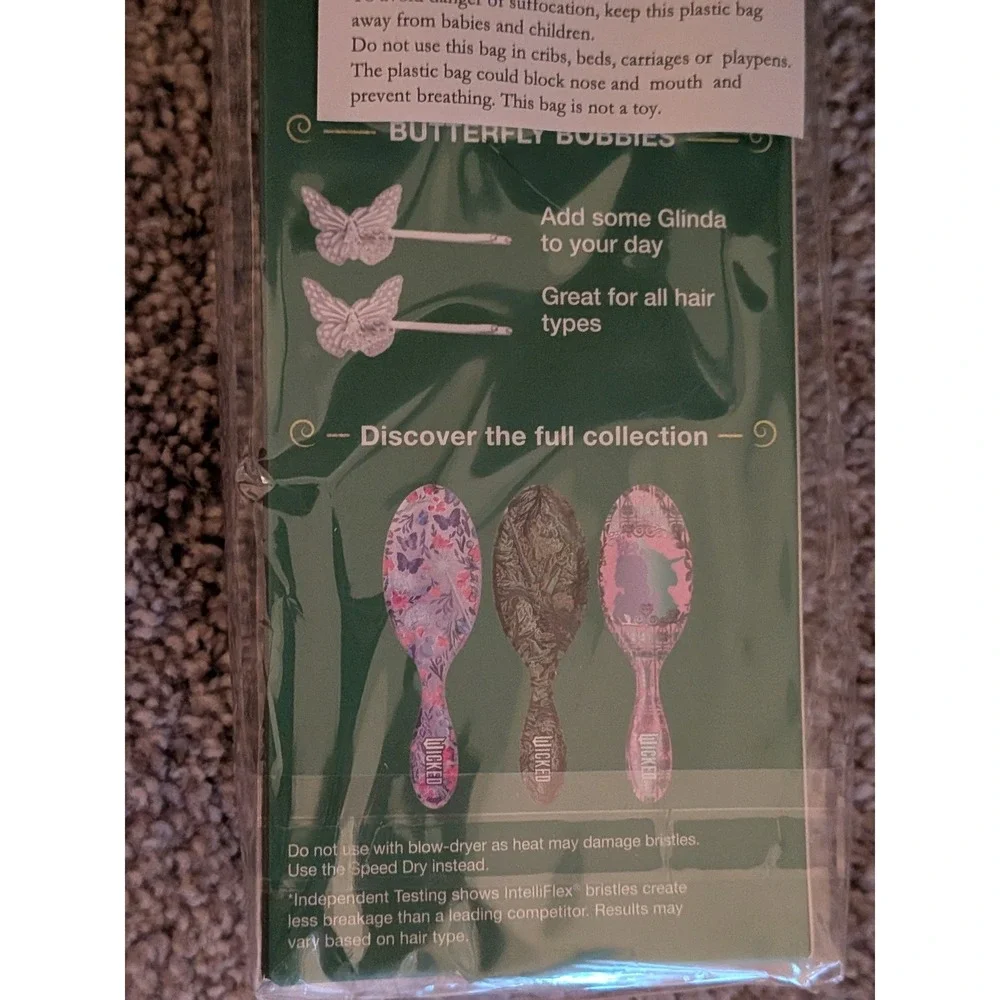 Wet Brush Wicked‎ Glow With Glinda Original Detangler Butterfly Bobbies Set